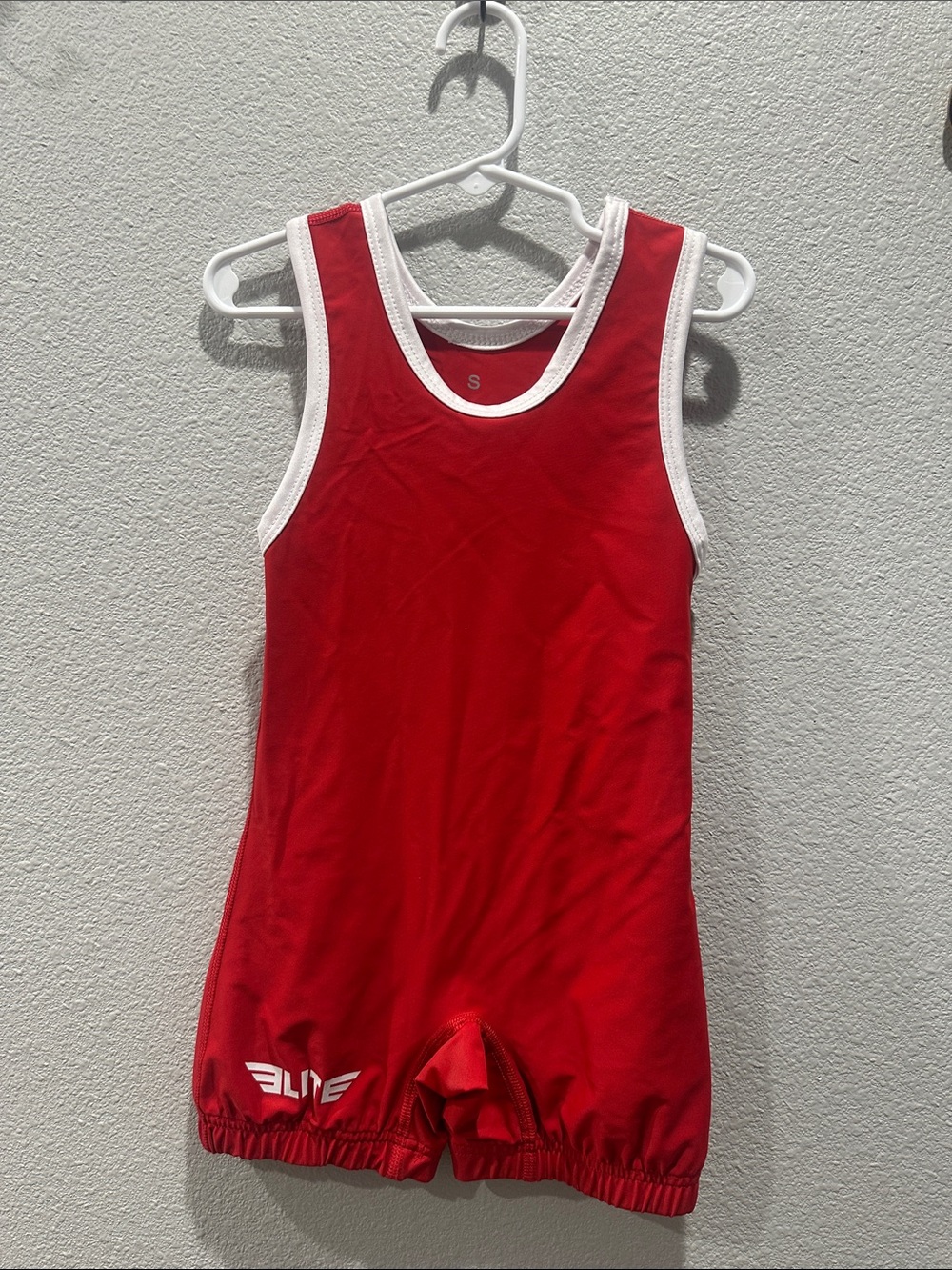 Red Kids Athletic Wrestling Singlet with White Trim